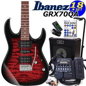 Gio Ibanez アイバニーズ GRX70QA TRB エレキギター初心者セット 18点 ZOOM G1XFour付き【エレキギター入門】