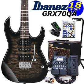 Gio Ibanez アイバニーズ GRX70QA TKS エレキギター初心者セット 18点 ZOOM G1XFourとVOXアンプ付き【エレキギター入門】