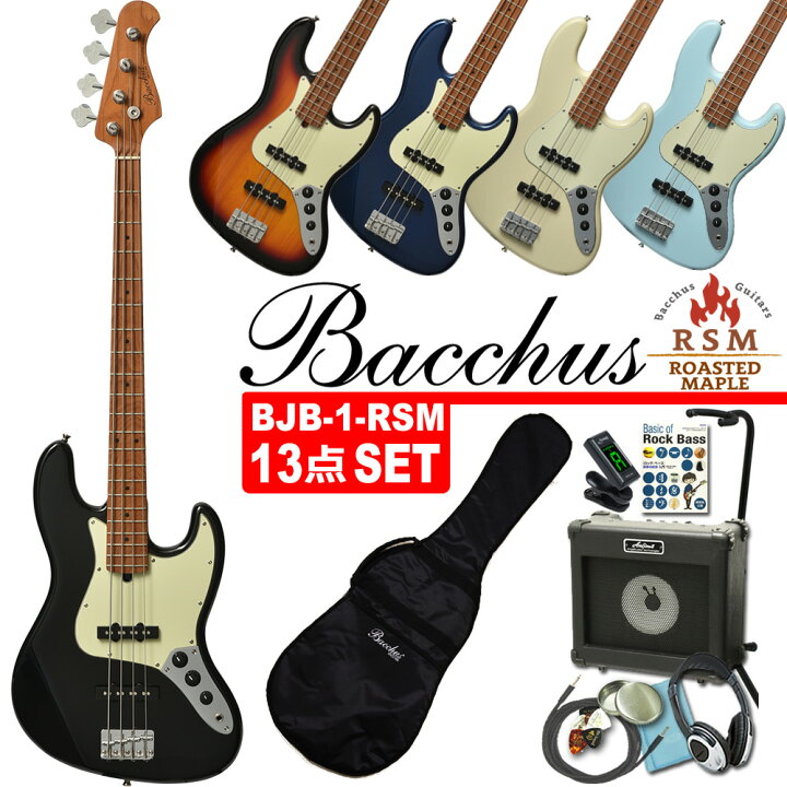 楽天市場】Bacchus BJB-1-RSM/M バッカス エレキベース Aria AB10付き 
