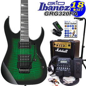 Gio Ibanez アイバニーズ GRG320FA TEB エレキギター初心者セット18点 マーシャルアンプ ZOOM G1XFour付き【エレキギター初心者】