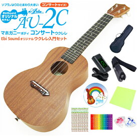 ウクレレ アリア AU-2C コンサート 初心者 9点セット マホガニー Aria(甘い音色)(ソロ向き)(エンドピン付)(EbiSoundオリジナル)(u)