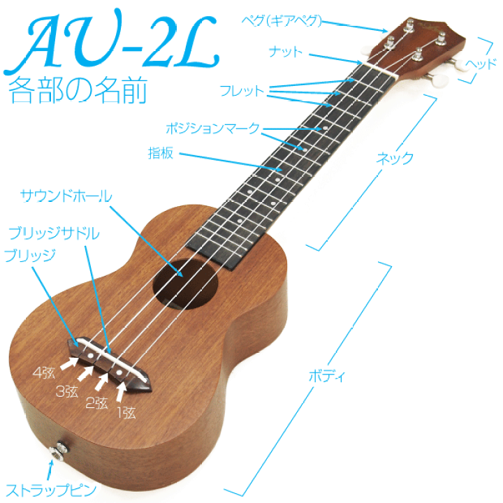 楽天市場】ウクレレ アリア AU-2L ソプラノロングネック