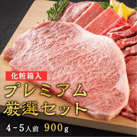 【化粧箱入り】プレミアム厳選セット(4〜5人前) 900g 黒毛和牛 サーロイン ステーキ 牛タン 和牛 カルビ ハラミ 高級 焼肉セット 牛 肉 盛り合わせ 取り寄せ 詰め合わせ 焼肉食べ比べセット 肉食べ比べ サーロインステーキ 高級肉 はらみ 牛カルビ 冷凍焼肉 焼き肉ギフト BBQ
