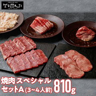 ＼10%OFFクーポン配布中／ 【焼肉トラジ】スペシャルセットA 810g 3〜4人前 和牛 牛タン 和牛カルビ 冷凍…