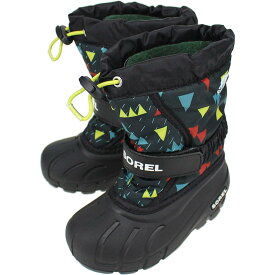 子供 ソレル SOREL ブーツ チルドレンズ フルーリー プリント CHIRDRENS FLURRY PRINT NC3504-011 ブラック/ブラック BLACK/BLACK【GGFO】