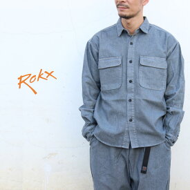 ロックス ROKX メンズ ウェア インディゴ ヘンプ シャツ ロングスリーブ バイ ロックス INDIGO HEMP SHIRT L/S by ROKX RXCF224013 INDIGO(インディゴ) RPS コラボ ［WA］【GGON】