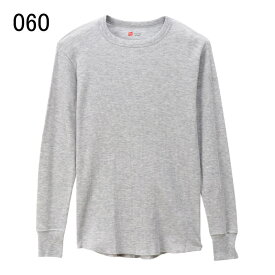 ヘインズ Hanes サーマル クルーネック ロングスリーブ Tシャツ HM4-Q501 020(オフホワイト) 060(ヘザーグレー) 090(ブラック)［WA］【GHON】