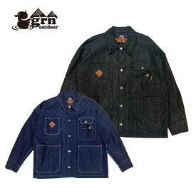 ジーアールエヌ HIASOBI CAMPER LOOSE COVERALL デニムジャケット カバーオール 難燃 アウトドア キャンプ 焚火 バーベキュー GO2223Q grn outdoor 2023秋冬