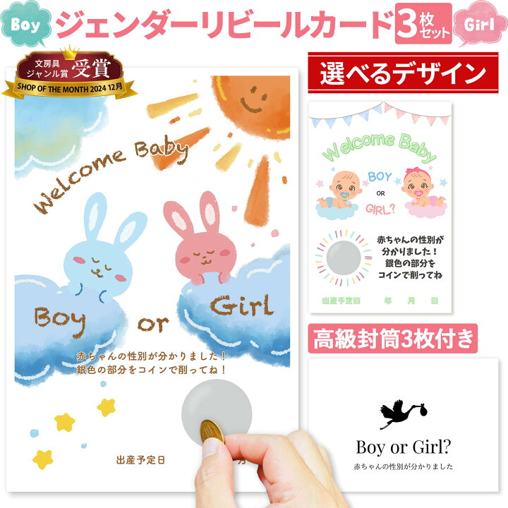 楽天市場】ジェンダーリビール カード 3枚セット 専用封筒3枚付き 