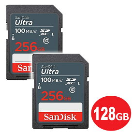 ＼Wエントリポイント4倍！6/1／サンディスク SDXCカード 256GB 2枚入り ULTRA Class10 UHS-1 100MB/s SDSDUNR-256G-GN3IN-2P SDカード SanDisk 海外リテール 送料無料