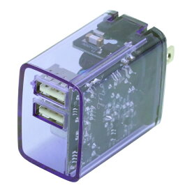 インプリンク クリアUSB充電器 2ポート 2.4A パープル Smart IC搭載 USBアダプター USB-AC充電器 PSE認証 IMAC2UA24CLPU メール便送料無料