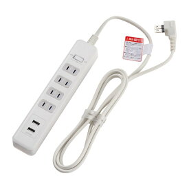 ELPA クランプ付 USB電源タップ AC4個口 USB2ポート 2m ホワイト 電源コード OAタップ WLS-402USBW 送料無料