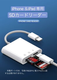送料無料 iPhone & iPad 接続 カードリーダー SDカード＆MicroSDカード 最新 iOS13 充電　データ転送 同時に使用　512GBまでサポート 高速データ転送 型番EC-a3101