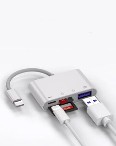  4 in 1 iPhone / iPadp SDJ[h[_[@USB OTGJA_v^ SD TFJ[h[_[ ʐ^ rfI L[{[h o@[d + USB + TF + SD @\A_v^ g@\A_v^