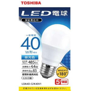 ����(TOSHIBA) LDA4D-G/K40V1 LED�d�� �����F E26���� 40W�`���� 485lm