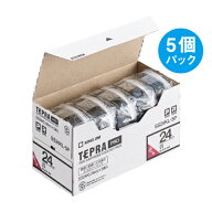 キングジム KING JIM テプラPRO 5個入 白ラベル 白 ロングタイプ 黒文字 24mm SS24KL-5P