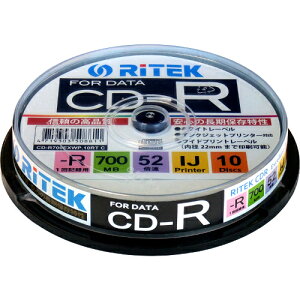 ���C�e�b�N CD-R700EXWP.10RT C �f�[�^�p CD-R 700MB ���L�^ �v�����^�u�� 52�{�� 10��