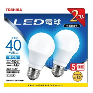 ����(TOSHIBA) LDA4D-G/K40V1P LED�d��2�{�p�b�N �����F E26���� 40W�`���� 485lm