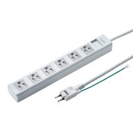 サンワサプライ TAP-SH3650MG ホワイト シャッター電源タップ 6個口 5m