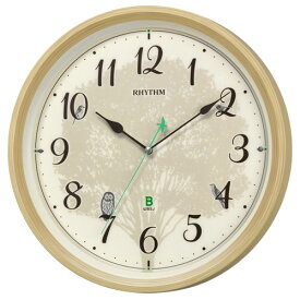 リズム時計 8MN409SR06(木目仕上 アイボリー) 日本野鳥の会クロックシリーズ 報時掛時計