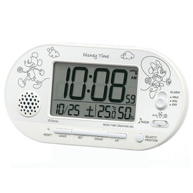 セイコー SEIKO FD482W 白パール塗装 電波目覚まし時計 Disney FD482W