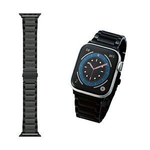 �G���R�� ELECOM AW-44BDSS3BK �u���b�N Apple Watch�p �v���~�A���X�e�����X�o���h 45/44/42mm AW44BDSS3BK