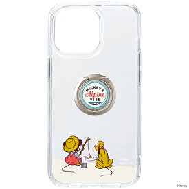 PGA PG-DPT22Q06MKY(ミッキーマウス) iPhone 14 Pro用 リング付 抗菌ハイブリッドケース