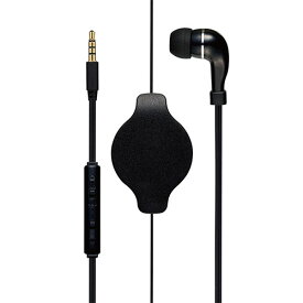 ミヨシ PHP-K01/BK(ブラック) コントローラー付き 巻取り式 片耳イヤホン 4極タイプ