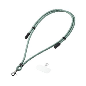 エレコム(ELECOM) P-STSDH1CC08GN グリーンストライプ スマホストラップ ケーブル 2in1 ショルダーストラップ USB Type-C to C 1.5m PD 60W