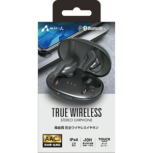 エアージェイ(air-j) ABT-AP6 BK ブラック BluetoothR 高音質 完全ワイヤレスイヤホン