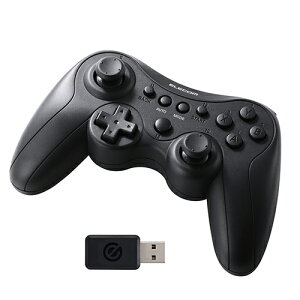 �G���R��(ELECOM) JC-GP40XBK �u���b�N �Q�[���p�b�h PC�p ���C�����X 2.4GHz XInput DirectInput �A�� 13�{�^�� �[�d�� �L���Ή� �N���X�z�u