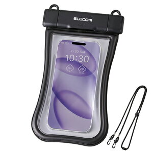 �G���R��(ELECOM) P-WPSGR26BK �u���b�N �X�}�z �h���P�[�X IP68 �h�o�h�� 6.9�C���`�܂� ��|��/�V�����_�[ �X�g���b�v�t ���тꃉ�C��