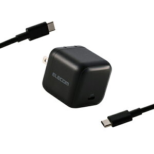 �G���R��(ELECOM) MPA-AC12565BK �u���b�N USB �[�d�� 65W PD PPS�Ή� 1�|�[�g USB-C GaN II �R���p�N�g �܂肽���݃v���O PSE�K�� USB-C�P�[�u��1.5m�t��