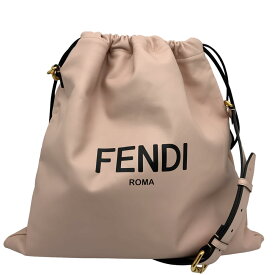 【中古】FENDI（フェンディ） 8BT338 ADM9 パック ミディアムポーチ スリムクラッチミディアム ライトピンク 巾着 ショルダーバッグ ロゴ レザー【USED-A】