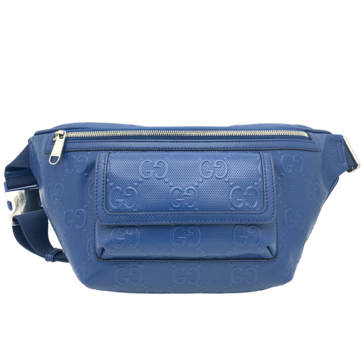 楽天市場】【中古】GUCCI(グッチ）645093 GGエンボスベルトバッグ 青 