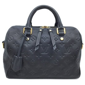 【中古】 LOUIS VUITTON (ルイヴィトン) M40762 スピーディ25・バンドリエール モノグラム アンプラント ショルダーストラップ無し ボストンバッグ ハンドバッグ ネイビー ダークネイビー 紺 アンフィニ ゴールド金具 レザー レディース 【USED-B】