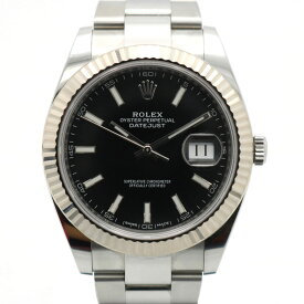 【中古】ROLEX（ロレックス）　126334　デイトジャスト41　黒文字盤　2019年　平行ギャラ　オイスターブレス　ブラック　ランダム　メンズ　腕時計【USED-A】