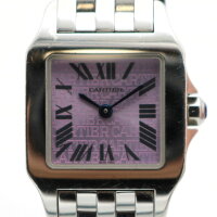 【中古】Cartier（カルティエ）W2510002サントスドゥモワゼルSM2008年限定クリスマスアジア限定2000本パープル文字盤クオーツレディース腕時計【USED-A】