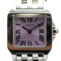 【中古】Cartier(カルティエ)W2510002サントスドゥモワゼルSM2008年限定クリスマスアジア限定2000本パープル文字盤クオーツレディース腕時計【USED-A】