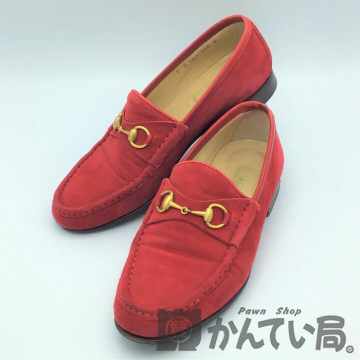 楽天市場】GUCCI（グッチ） スエード ホースビットローファー 赤 7B 
