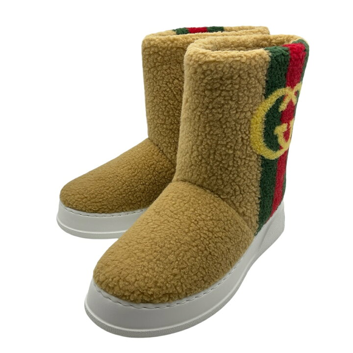 楽天市場】【中古】GUCCI（グッチ）721105 アンクルブーツ ボアブーツ 