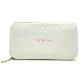 【中古】 BALENCIAGA (バレンシアガ) 594290 キャッシュコンチネンタルウォレット 長財布 ジッピー ラウンドファスナー ロングウォレット ホワイト 白 シルバー金具 レザー ワンポイント ロゴ シンプル メンズ レディース 【USED-B】