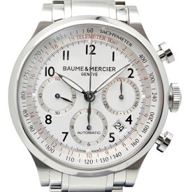 【中古】 BAUME&MERCIER （ボーム＆メルシエ） MOA10061 65726 ケープランド クロノグラフ 約42mm 自動巻き 腕時計 白文字盤 ホワイト SS ステンレススティール ステンレス メンズ 【USED-A】