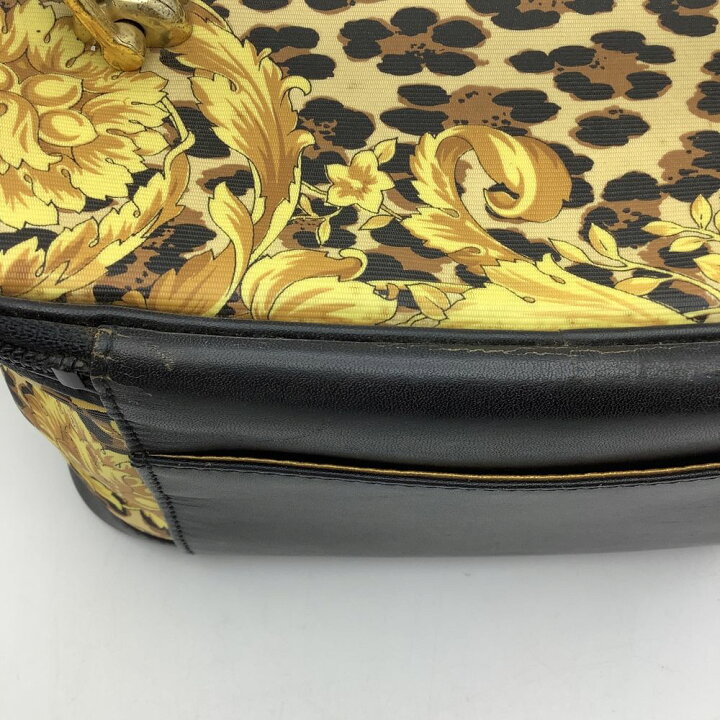 美品》Gianni Versace バロック柄 レオパード レザーハンドバッグ