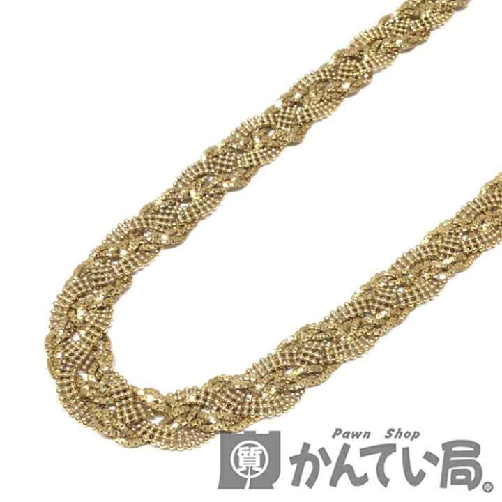 18kゴールド 編み込みデザイン ネックレス