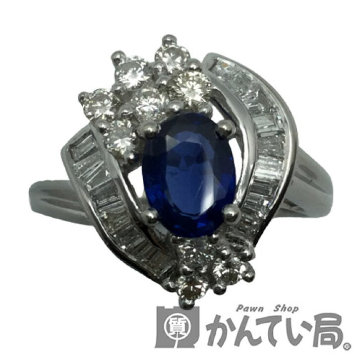 楽天市場】【中古】Pt900ブルーサファイアリング 約14号 約7.6g 1.00 