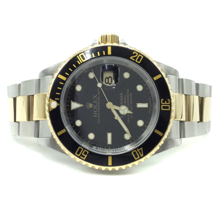 ロレックス サブマリーナデイト16613LN 自動巻き 腕時計 黒 ゴールド 高級