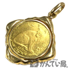 K24/K18　キャットコイン　1/25oz　ペンダントトップ　マン島発行　クラウン金貨　1990　ネックレス【USED-A】