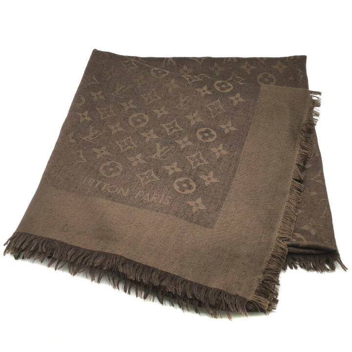 ルイヴィトン】Louis Vuitton モノグラム シルク×ウール ショール  