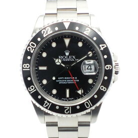 【中古】ROLEX (ロレックス) 16710LN GMTマスター2 黒ベゼル 黒文字盤 P番 40mm メンズ 腕時計 自動巻き カレンダー 【USED-AB】